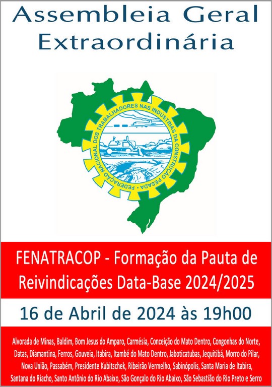 Edital AGE FENATRACOP - Pauta de Reivinicações 2024/ 2025