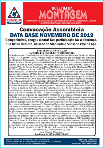 Informativos SITRAMONTI-MG 2019