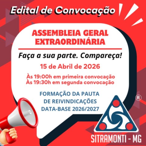 Edital de Convocação para Formação da Pauta de Reivindicações Data-Base 2026/2027 Edital de Convocação para Formação da Pauta de Reivindicações Data-Base 2026/2027