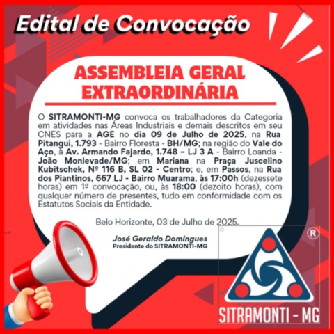 Edital de Convocação para Assembleia Geral Extraordinária - 09 de Julho de 2025