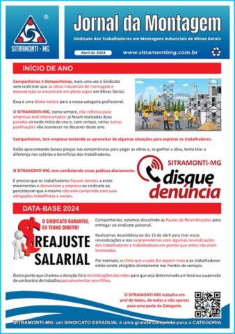 Jornal da Montagem Pauta de Reivindicações 2024