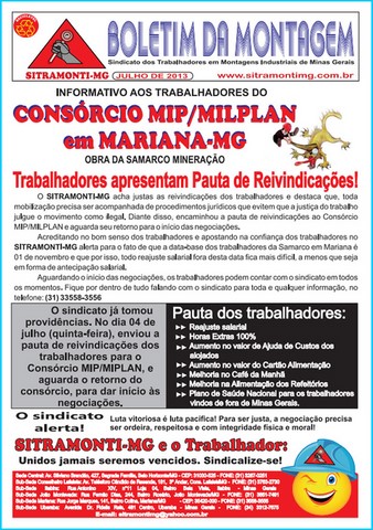 Informativos SITRAMONTI-MG 2013