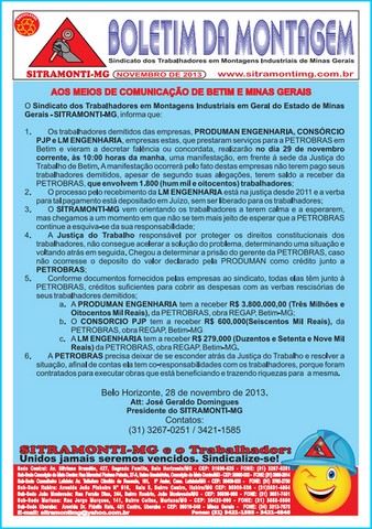 Informativos SITRAMONTI-MG 2013